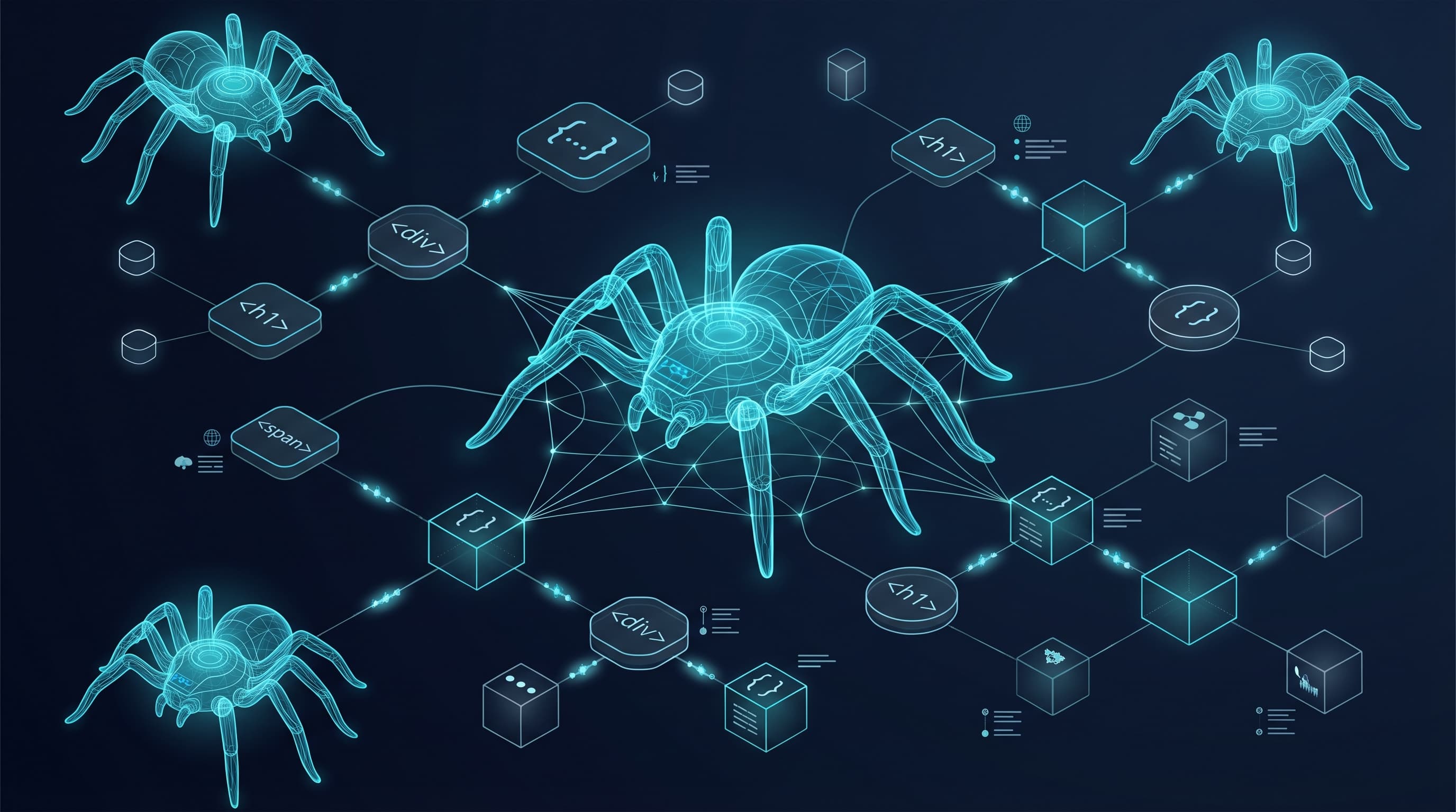 Crawlers de IA escaneando estrutura de dados de um site